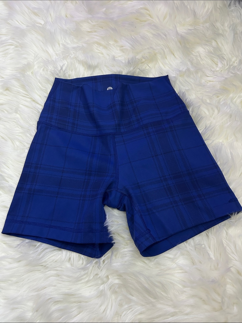 90 Degree By Reflex Royal Blue Plaid Active Shorts